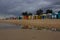 The iconic colorful beach huts