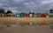 The iconic colorful beach huts