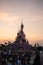 Iconic Disneyland castle in the evening, Disneyland Paris