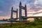 The iconic drawbridge located across the river in the Terengganu, Malaysia