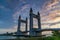 The iconic drawbridge located across the river in the Terengganu, Malaysia