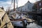 Iconic European-style buildings, sidewalk and moored yachts