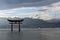 The iconic gate of Shinto shrine in Miyajima. It`s close to Itsu