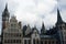 Iconic gothic architecture in Ghent, Belgium Downtown- Saint Nicholas\\\' Church and Graslei buildings