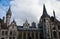 Iconic gothic architecture in Ghent, Belgium Downtown- Saint Nicholas\\\' Church and Graslei buildings