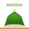 The Iconic Green Dome of the Prophet`s Mosque in Madina, Saudi Arabia