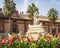 The iconic Hispalis Fountain in Puerta de Jerez Square in Seville, Andalusia, Spain.