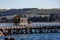 The iconic horse drawn cart between victor harbour and granite island using the causeway in south australia on 26th June 2019