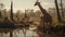 Iconic Imagery: A Majestic Giraffe Standing In The Swamp