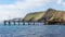 The iconic jetty with rolling green hills in the background  on the fleurieu peninsula at second valley south australia on july 14