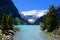 Iconic Lake Louise, Banff National Park with blue skies