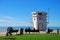 The iconic life guard tower on the Main Beach of Laguna Beach, California.