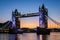 Iconic London Tower bridge during night/early morning, London