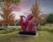 The iconic LOVE satue by Robert Indiana in University Park in Dallas, Texas.