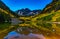 The Iconic Maroon Bells Lit by the Moon During Autumn