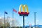 The iconic McDonald\\\'s big M in Rolleston with the McDonald\\\'s and New Zealand flags flying alongside