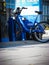 The iconic Melbourne blue bikes docked at one of their stations