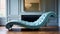 Iconic Modern-baroque Turquoise Leather Chaise Lounge In London