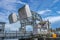 .Iconic Mystic River Bascule Drawbridge with all its mechanical parts are exposed against a beautiful