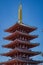 Iconic Pagoda at Senso-Ji temple, near Tokyo, Japan