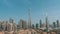 Iconic panorama Dubai Skyline during the day with Burj Khalifa, and other skyscrapers in the Middle East