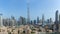 Iconic panorama Dubai Skyline during the day with Burj Khalifa, and other skyscrapers in the Middle East