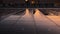 Iconic panorama of Place de la Bourse with tram and water mirror fountain in Bordeaux - France, Gironde