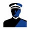 Iconic Police Officer Silhouette: Symbolic Mid-century Illustration