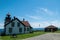 Iconic Quoddy Head Lighthouse on a bright summer`s day