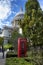 iconic red phone booth near st paul`s cathedral