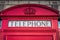 Iconic red phone box in London