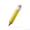 iconic retro pencil writing and editing symbol 3d illustration rendering icon editable isolated