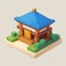 Iconic Sanctuaries: Isometric View of Temple Architecture