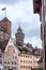 The iconic Sinwell Tower, part of the Kaiserburg, the royal fortification in old town, Nuremberg, Germany