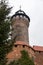 The iconic Sinwell Tower, part of the Kaiserburg, the royal fortification in old town, Nuremberg, Germany