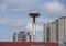 The iconic Space Needle in Seattle Center from Elliott Bay