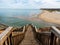 The iconic stairs at Southport Port Noarlunga and the Onkaparinga river mouth on 30th March 2020 in South Australia