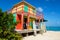 Iconic surf shack at Lorient Beach on the island of Saint Barthelemy