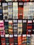 Iconic tartan scarves on sale in Scotland capital Edinburgh with many patterns