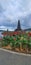 Iconic Temple Bedugul Bali with Flower Bed