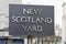 Iconic three sided sign for New Scotland Yard in City of Westminster
