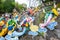 The iconic view of Statues of Fairies on clouds and pulling carriage with the Heavenly Chinese angel at Chin Swee Caves Temple