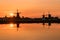 Iconic windmill sunset in Zaanse Schans