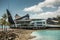 Iconic Yacht Club House shot from tail in marina , Hamilton Island, Australia