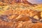 Iconic Zabriskie Point in Death Valley filled with ripples of color