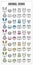 Icons animal thin line color black blue pink Yellow green vector