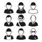 Icons Avatars. Black and white people icons