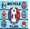 Icons bicycle helmets and flags countries
