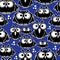 Icons black owls seamless pattern