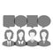 Icons of business women with dialog speech bubbles, copy space f